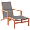 VidaXL Tuinstoel Met Voetensteun Eucalyptushout En Textileen Grijs -Tuinstoelen Winkel 1000006268