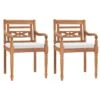 VidaXL Stoelen Batavia 2 St Met Kussens Massief Teakhout -Tuinstoelen Winkel 1000006278