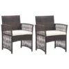 VidaXL Tuinstoelen Met Kussens 2 St Poly Rattan Bruin -Tuinstoelen Winkel 1000006355