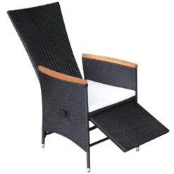 VidaXL Tuinstoelen 2 St Verstelbaar Met Kussens Poly Rattan Zwart -Tuinstoelen Winkel 1000006363 0103