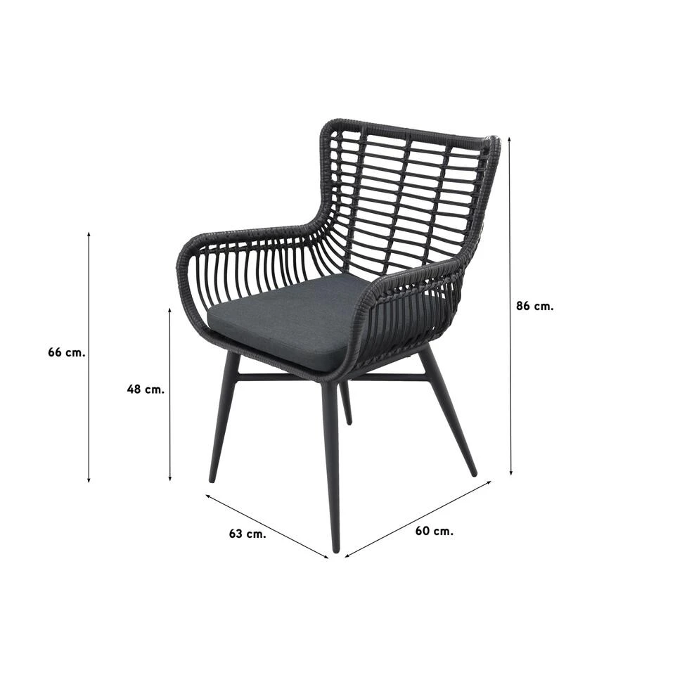 VDG Jasmine Dining Tuinstoel - Black 4 VDG Jasmine Dining Tuinstoel - Black - Afbeelding 2