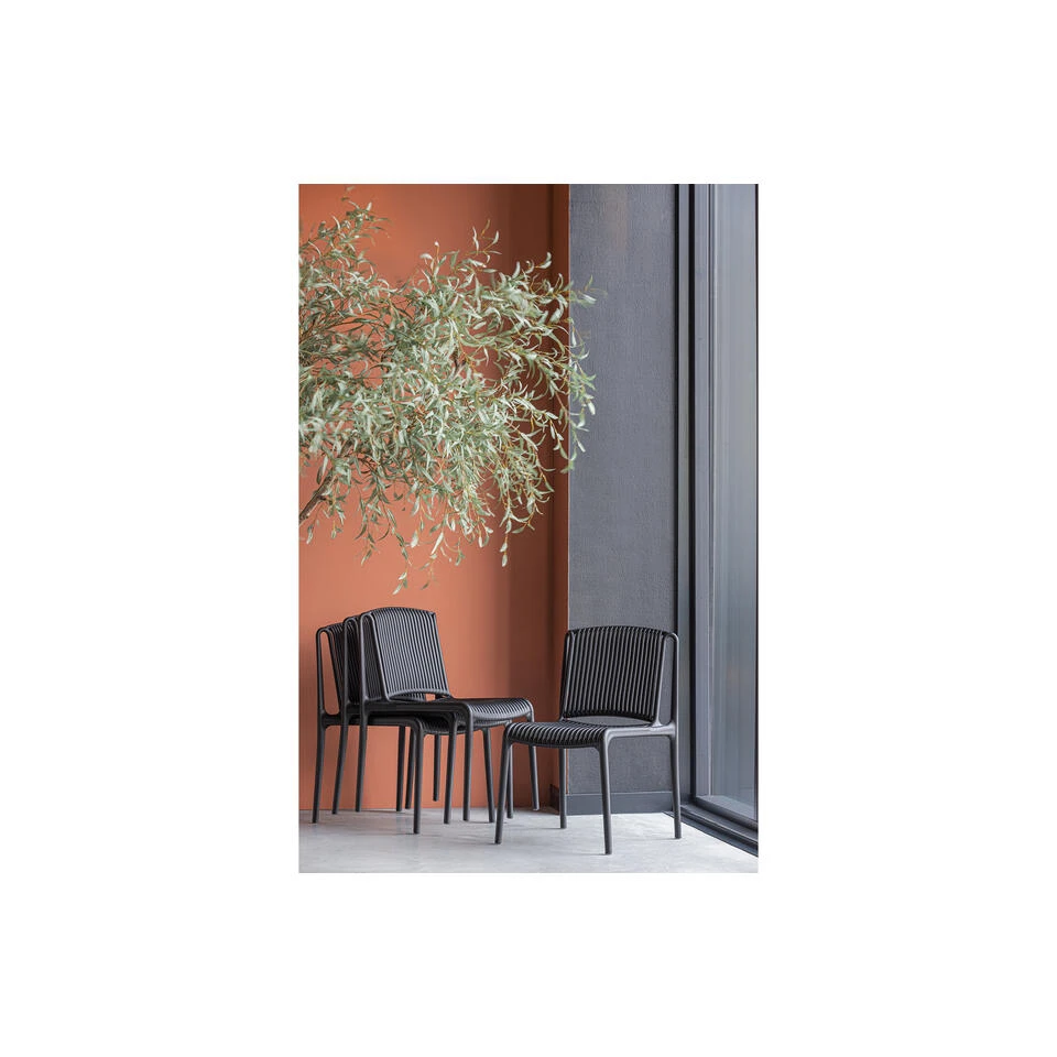 WOOOD Tuinstoel Billie - Kunststof - Zwart - Set Van 4 5 WOOOD Tuinstoel Billie - Kunststof - Zwart - Set Van 4 - Afbeelding 3