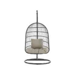 Beliani Hangstoel ALLERA - Zwart Polyester -Tuinstoelen Winkel 1000042133 0103