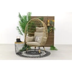 VDG Lola Egg Relaxstoel - Natural Sand -Tuinstoelen Winkel 1000042586 0101