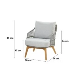 4 Seasons Sempre Loungestoel + Voetenbank - Teak/Silver Grey -Tuinstoelen Winkel 1000052975 0102