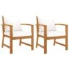 VidaXL Tuinstoelen 2 St Met Crèmekleurig Kussen Massief Acaciahout -Tuinstoelen Winkel 1000056534