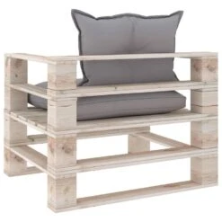 VidaXL Tuinbank Met Grijze Kussens Pallet Grenenhout -Tuinstoelen Winkel 1000056785 0103