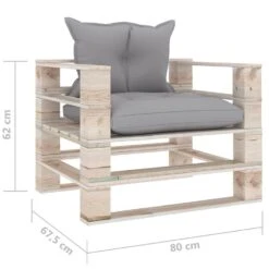 VidaXL Tuinbank Met Grijze Kussens Pallet Grenenhout -Tuinstoelen Winkel 1000056785 0105