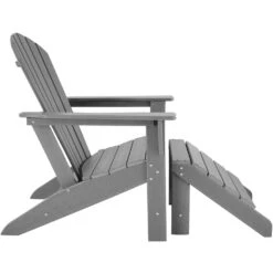 Tectake - Tuinstoel Joan Met Voetsteun En Tafel - Grijs -Tuinstoelen Winkel 1000078033 0102
