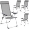 Tectake - Kampeerstoelen - Campingstoel - Tuinstoel - Set Van 4 - Grijs -Tuinstoelen Winkel 1000078034