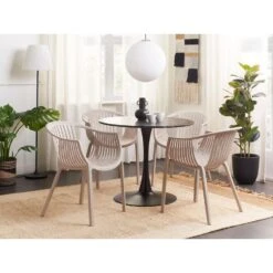 Beliani Eetkamerstoel NAPOLI - Beige Synthetisch Materiaal -Tuinstoelen Winkel 1000086371 0103