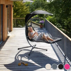 Tectake - Hangstoel Ligbed Maja - Zwart -Tuinstoelen Winkel 1000086431 0101