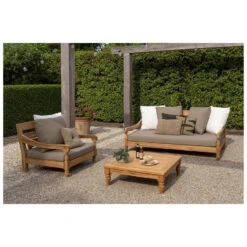 Exotan Loungestoel Tuin Kawang - Teak - Taupe - 98x103x80 -Tuinstoelen Winkel 1000089020 0102