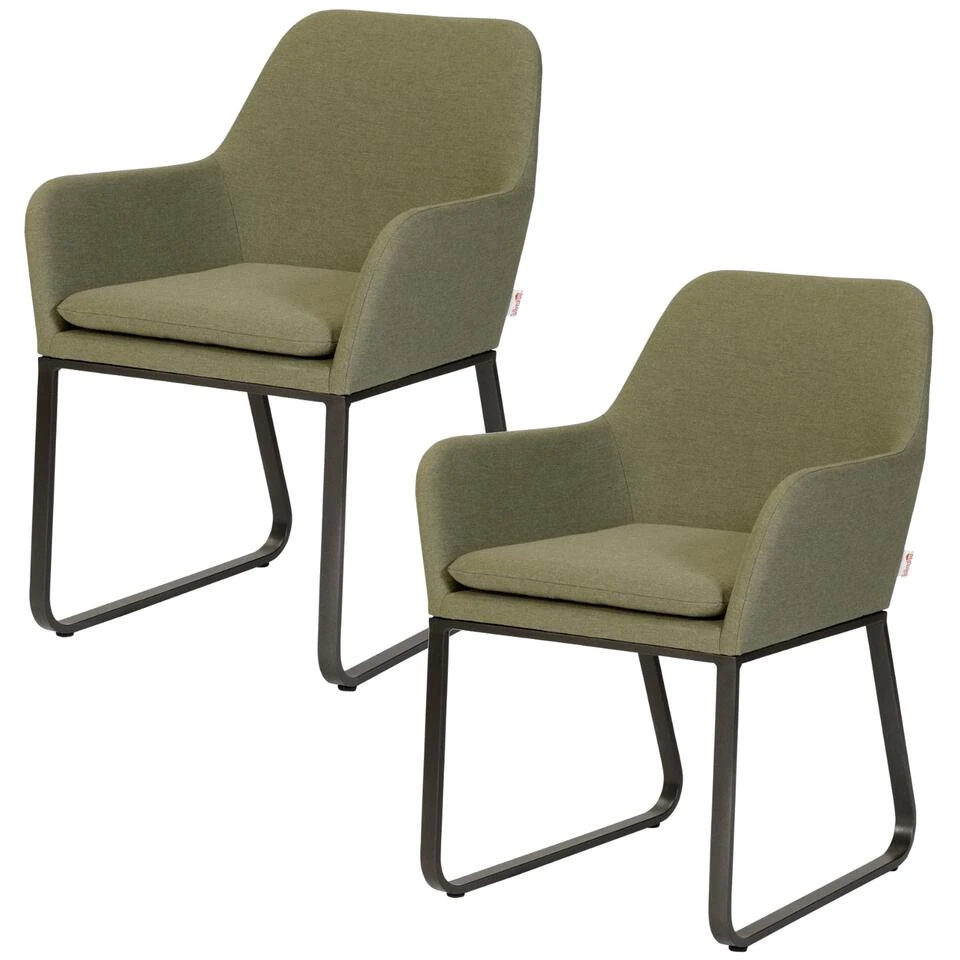 Exotan Fauteuil Buiten Plaza - Aluminium - Groen - Set Van 2 3 Exotan Fauteuil Buiten Plaza - Aluminium - Groen - Set Van 2