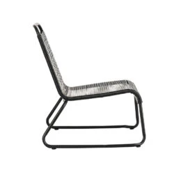 Relax Tuinstoel Met Voetenbank Lia Touw Zwart - 78x70x84 Cm - Touw - Zwart -Tuinstoelen Winkel 1000092400 0103