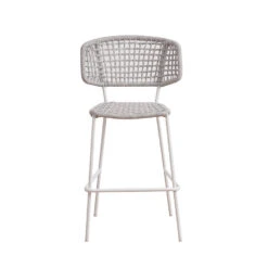 Barkruk Buiten Leslie Touw Wit - 56x58x109 Cm - Touw - Wit -Tuinstoelen Winkel 1000092402 0102