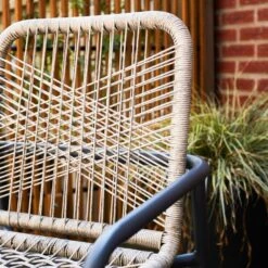 Tuinstoel Met Armleuning Nika Zand - 58,50x53x75,50 Cm - Touw - Beige -Tuinstoelen Winkel 1000092419 0102