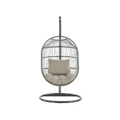 Beliani Hangstoel ALBA - Zwart Pe Rotan -Tuinstoelen Winkel 271472dcb940475fb0a70c6c385fb322