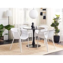 Beliani Eetkamerstoel NAPOLI - Wit Synthetisch Materiaal 8 Beliani Eetkamerstoel NAPOLI - Wit Synthetisch Materiaal -Tuinstoelen Winkel 279de2b4adf94ef39620d4944131b2fb