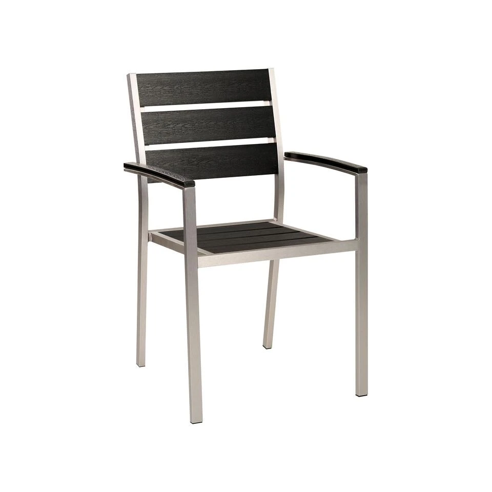 Beliani Tuinstoel VERNIO - Zwart Kunsthout 6 Beliani Tuinstoel VERNIO - Zwart Kunsthout - Afbeelding 4