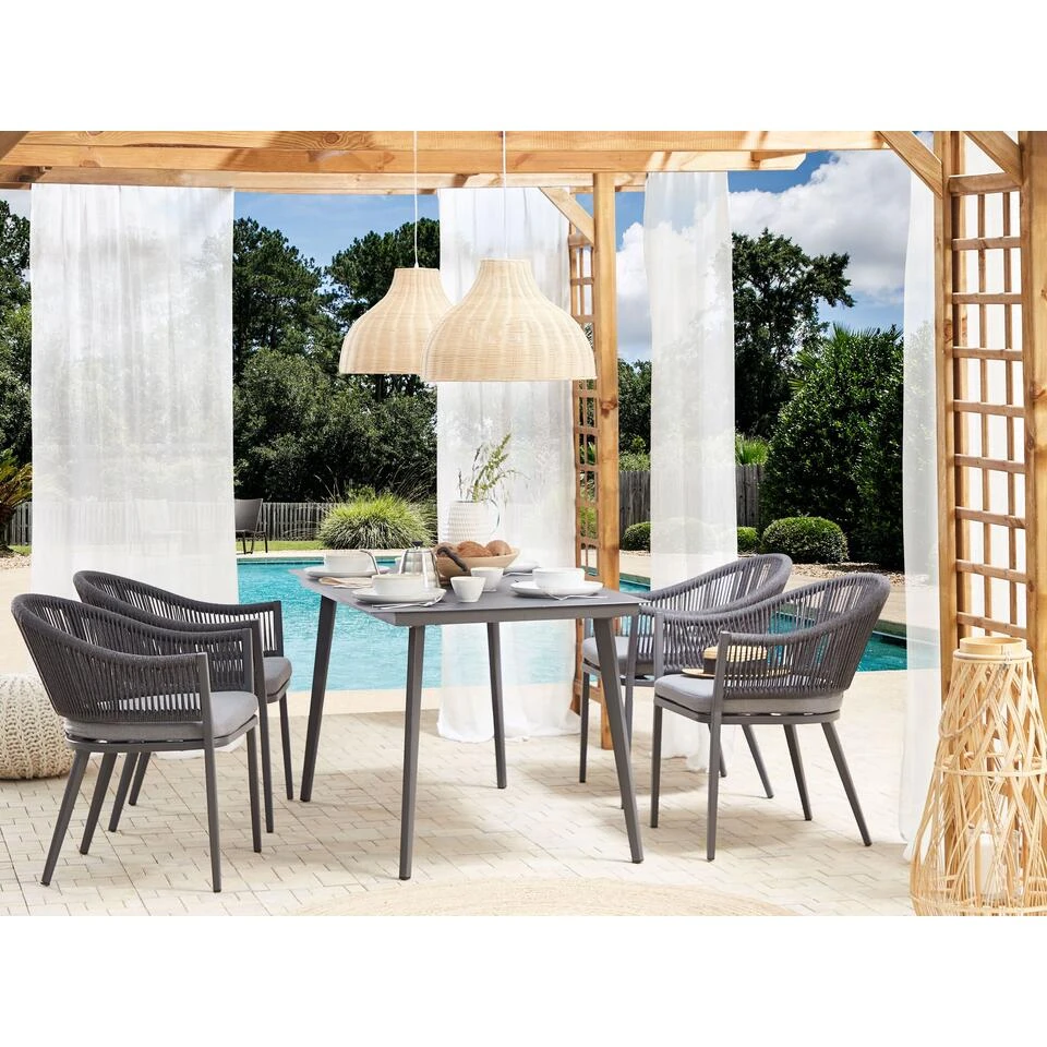 Beliani Tuinstoel MILETO - Grijs Aluminium 6 Beliani Tuinstoel MILETO - Grijs Aluminium - Afbeelding 4