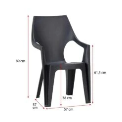 Keter - Stapelstoel Dante Hoge Rug - Donkergrijs - 89x57x57 Cm -Tuinstoelen Winkel 50100437 9601