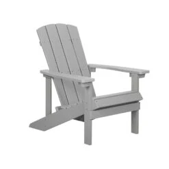 Beliani Tuinstoel ADIRONDACK - Grijs Kunsthout -Tuinstoelen Winkel 6cf0a11ac6464245bda7befa4bfc4d82