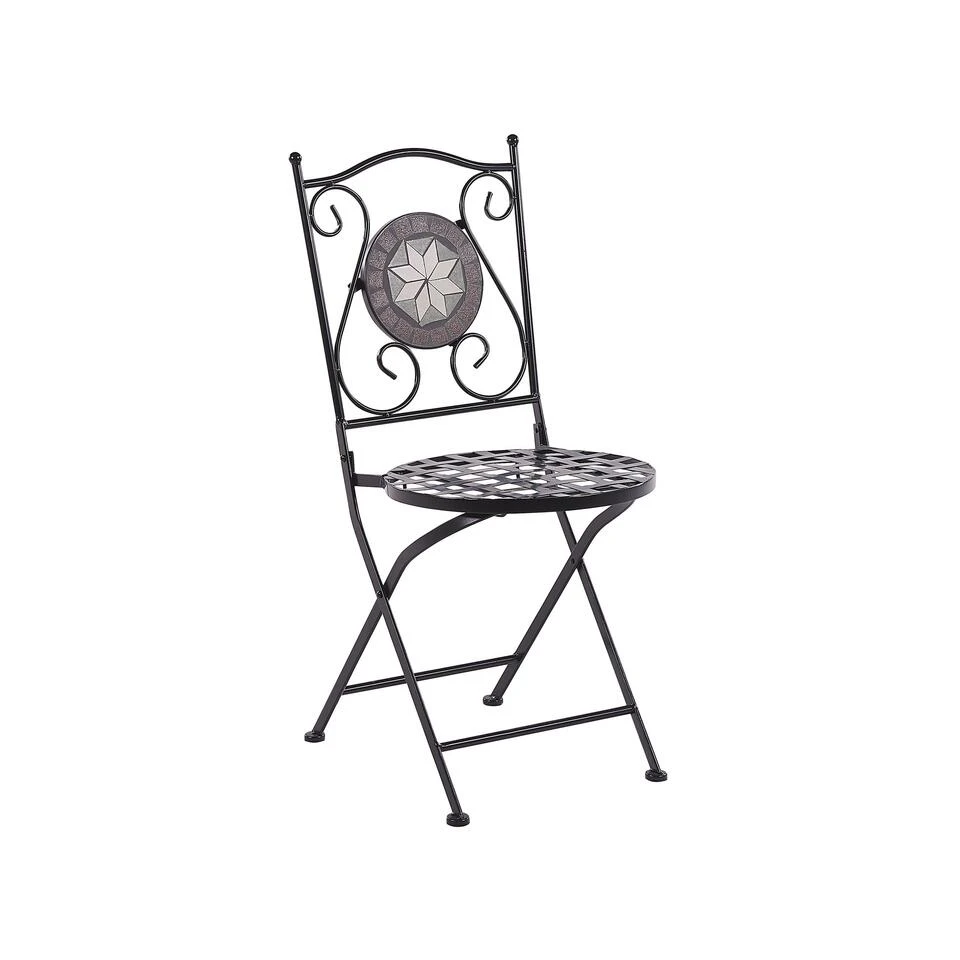 Beliani Tuinstoel CARIATI - Zwart Ijzer 6 Beliani Tuinstoel CARIATI - Zwart Ijzer - Afbeelding 4
