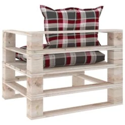 VidaXL Tuinbank Met Rood Geruite Kussens Pallet Grenenhout -Tuinstoelen Winkel a2e50ef273de44d8927ecdebe754e8d5