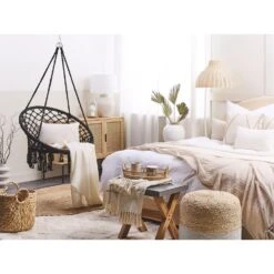 Beliani Hangstoel GABELLA - Zwart Katoen -Tuinstoelen Winkel aee55501a2894f858c6fba082cb6387b