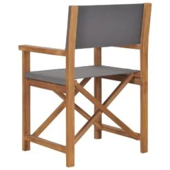 VidaXL Regisseursstoel Massief Teakhout Grijs -Tuinstoelen Winkel b33f14d9b25d49078967bf90721b3044