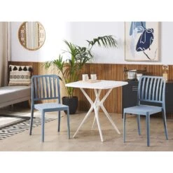 Beliani Tuinstoel SERSALE - Blauw Synthetisch Materiaal -Tuinstoelen Winkel b89d1d51c1db44b8b233d46650c2de91