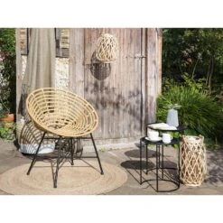 Beliani Tuinstoel ACERRA - Beige Pe Rotan -Tuinstoelen Winkel cfba503cdd434f6b82867e4b4b1cb7ea