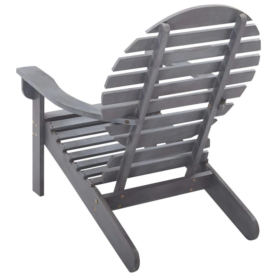 VidaXL Stoel Adirondack Massief Acaciahout Grijs 4 VidaXL Stoel Adirondack Massief Acaciahout Grijs - Afbeelding 2