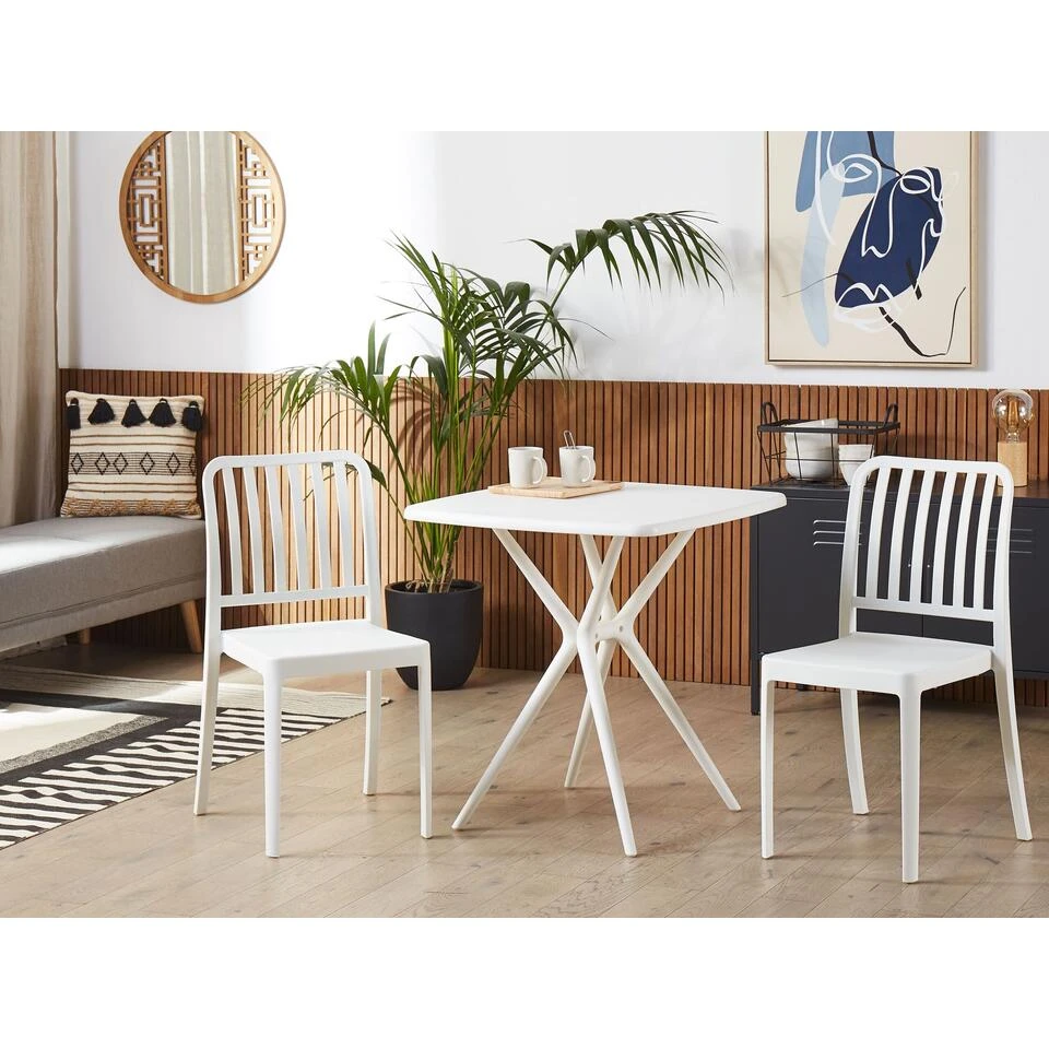 Beliani Tuinstoel SERSALE - Wit Synthetisch Materiaal 6 Beliani Tuinstoel SERSALE - Wit Synthetisch Materiaal - Afbeelding 4